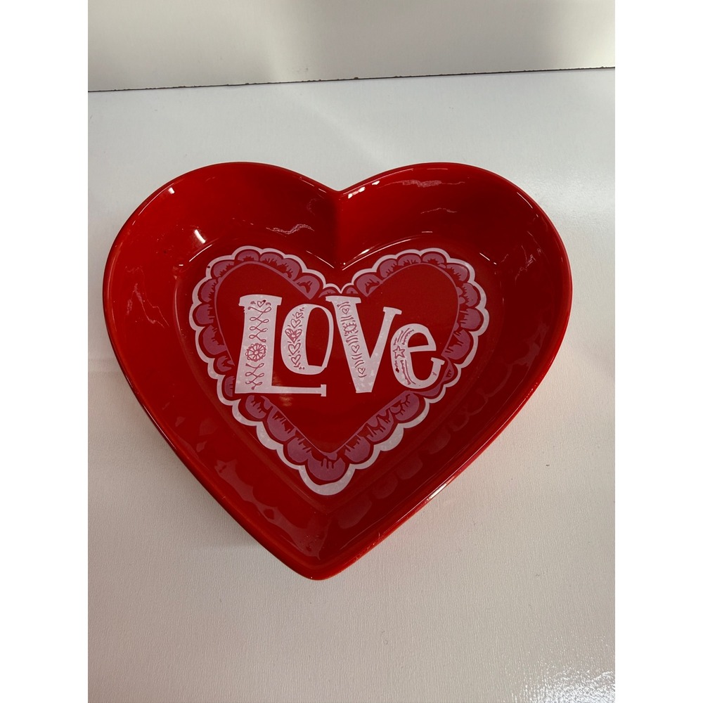 Hallmark Red Ceramic Heart Love Dish Valentines Day Trinket Tray VLD3027